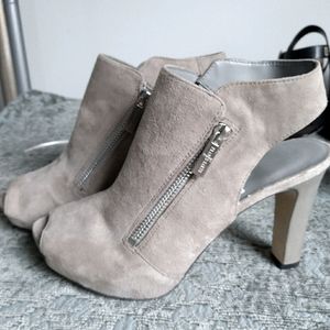 Gray Suede Zippered Booties